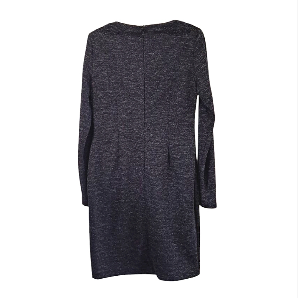 Adrienne Vittadini Gray Long Sleeve Sheath Dress Shoulder Beading Detail Size 6 - Picture 6 of 11